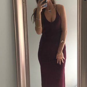 Burgundy maxi dress with strappy back